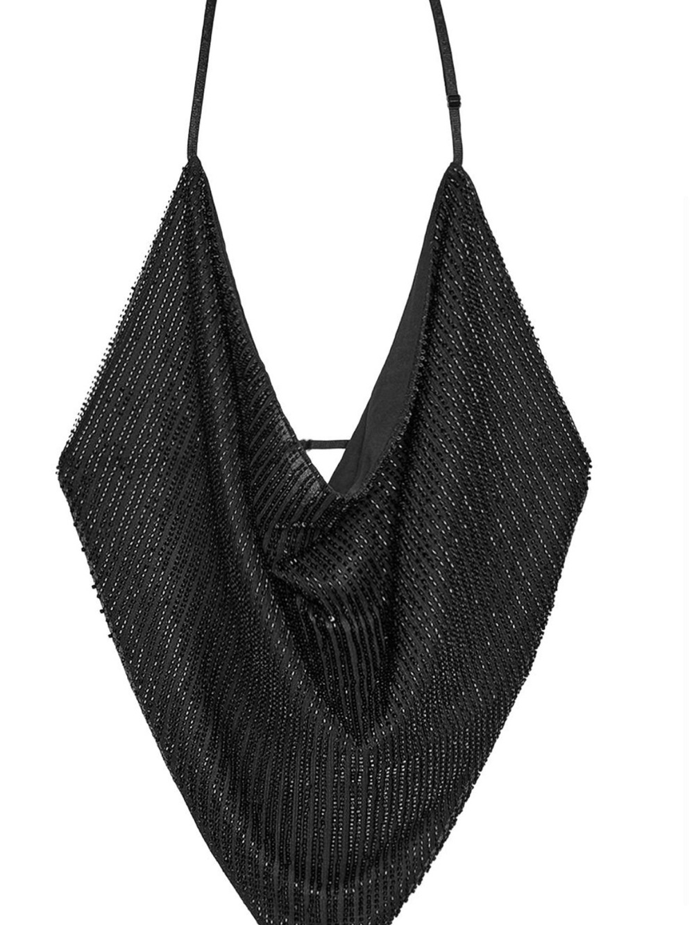 Zara Black Beaded Halter Crop Top
